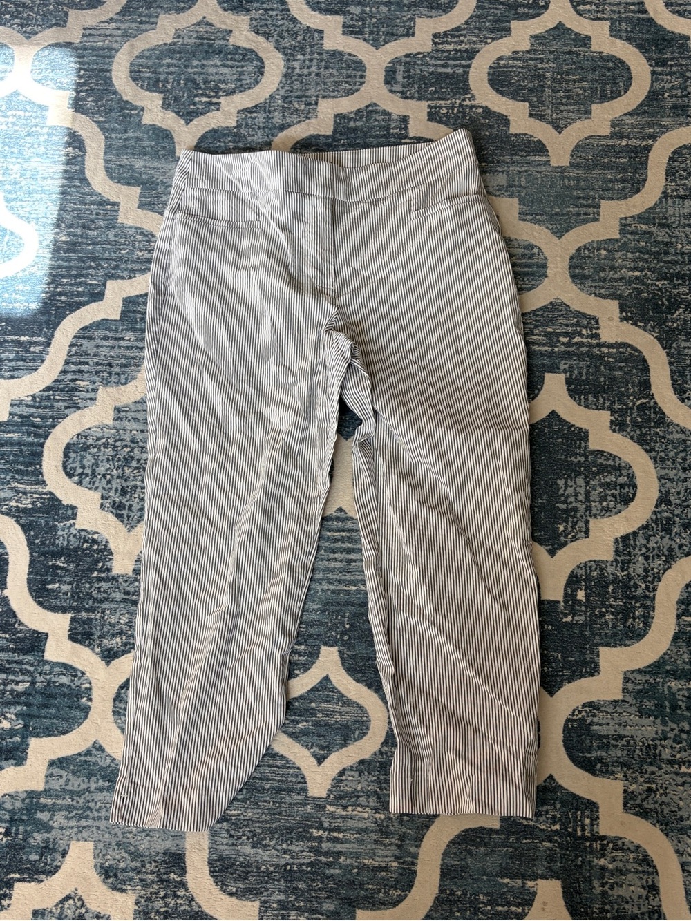 Ann Taylor Factory Navy & White Striped Pants